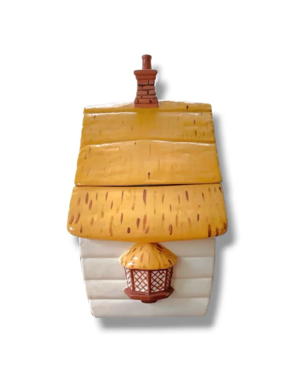 Vintage 1970s Christmas Gingerbread House Cookie Jar Large Ceramic Handpainted